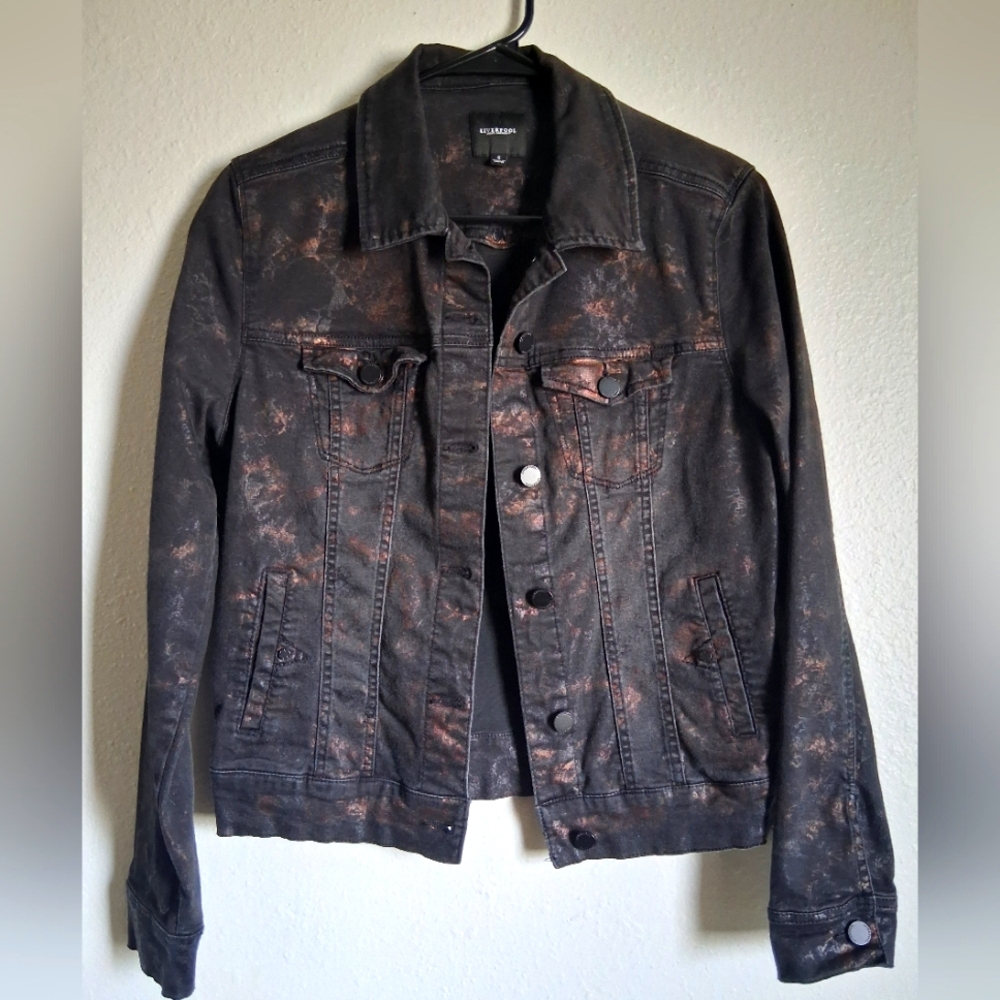 EUC! Liverpool Black Metallic Copper And Silver Soft Denim Stretch Jacket